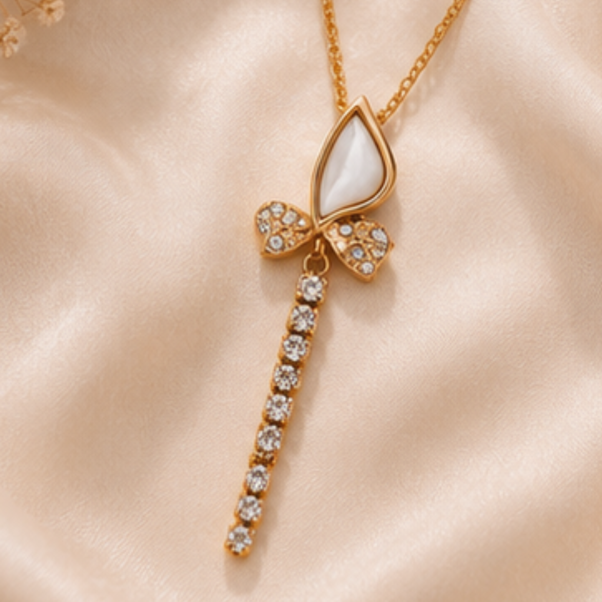 Reva Pearl Bow Necklace