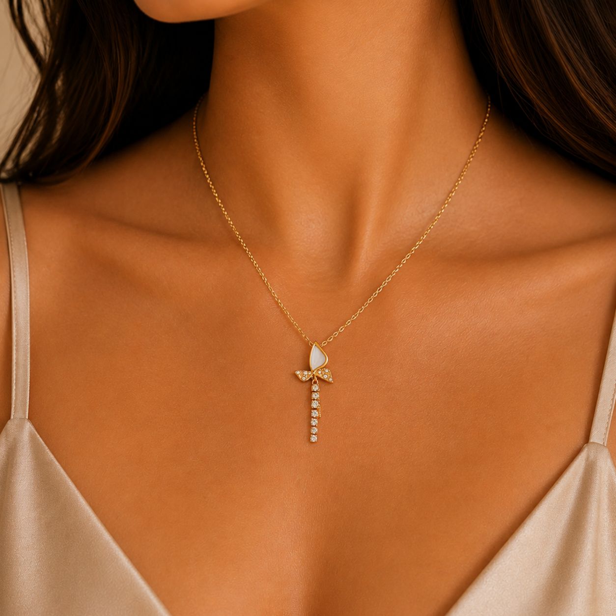 Reva Pearl Bow Necklace