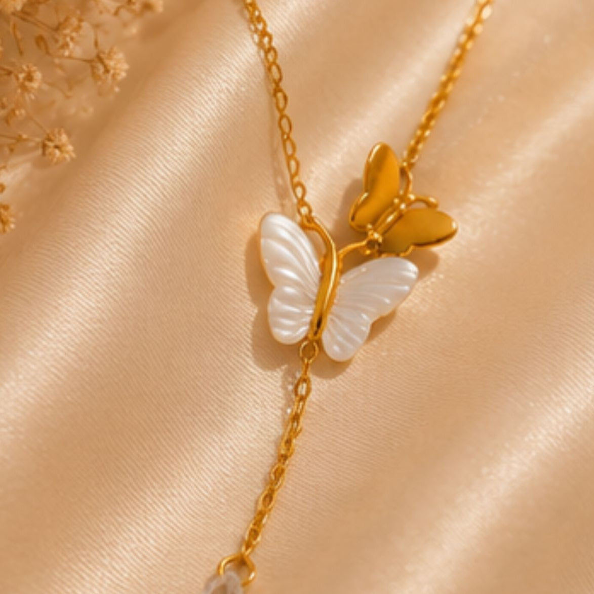 Riya Pearl Butterfly Drop Necklace