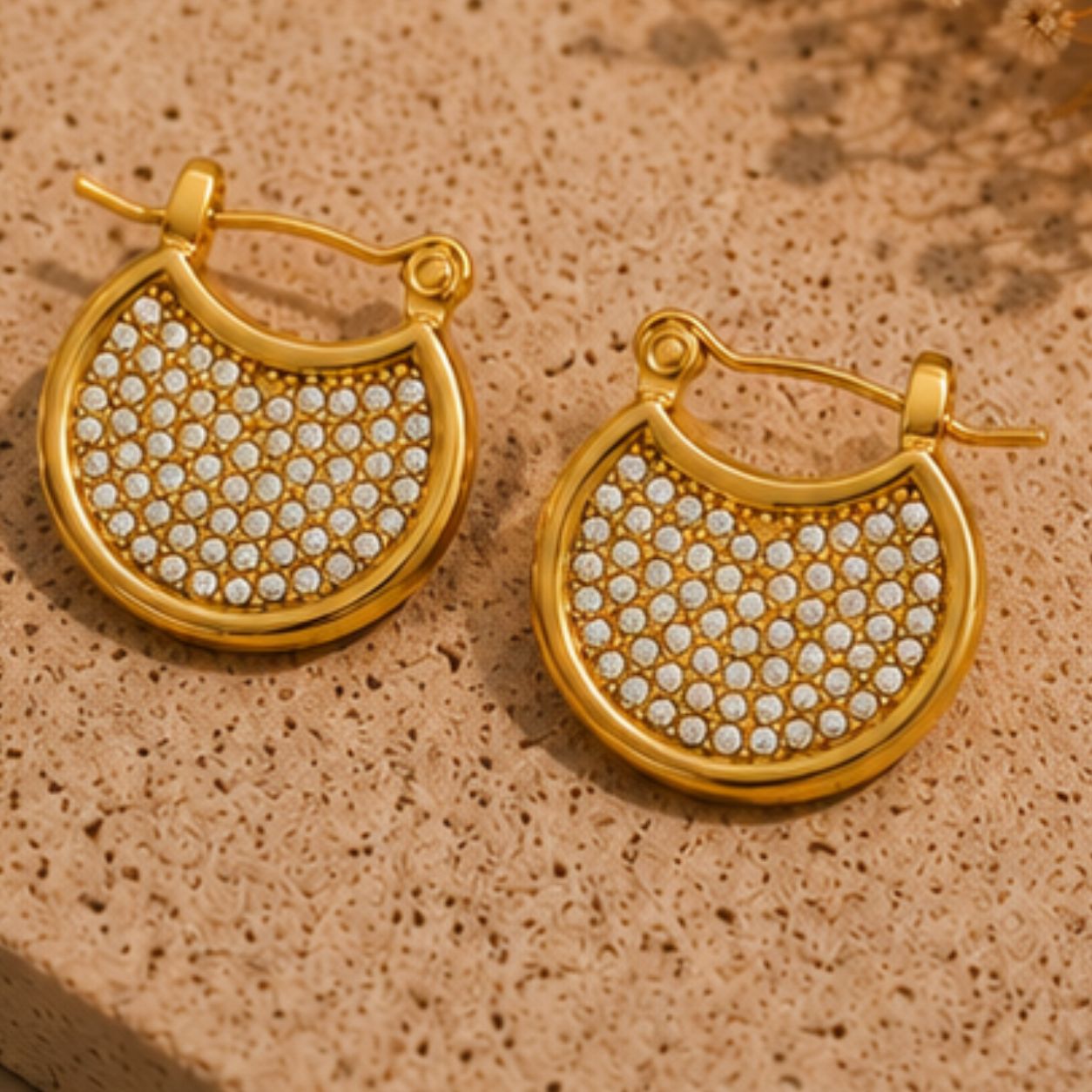 Diya Pave Crescent Hoops