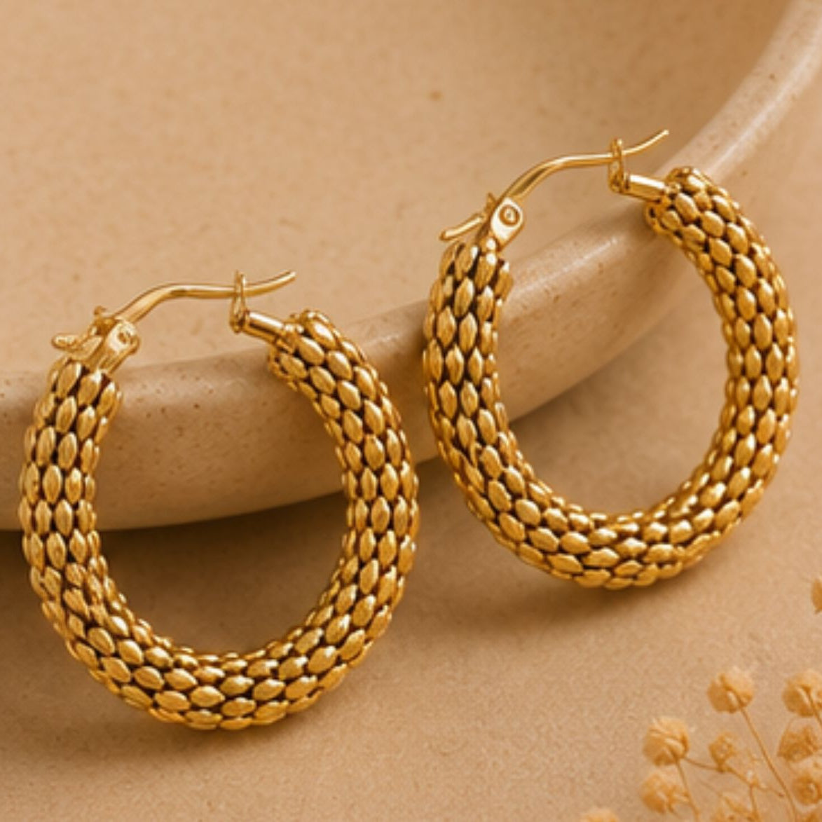 Nysa Beaded Twist Hoops