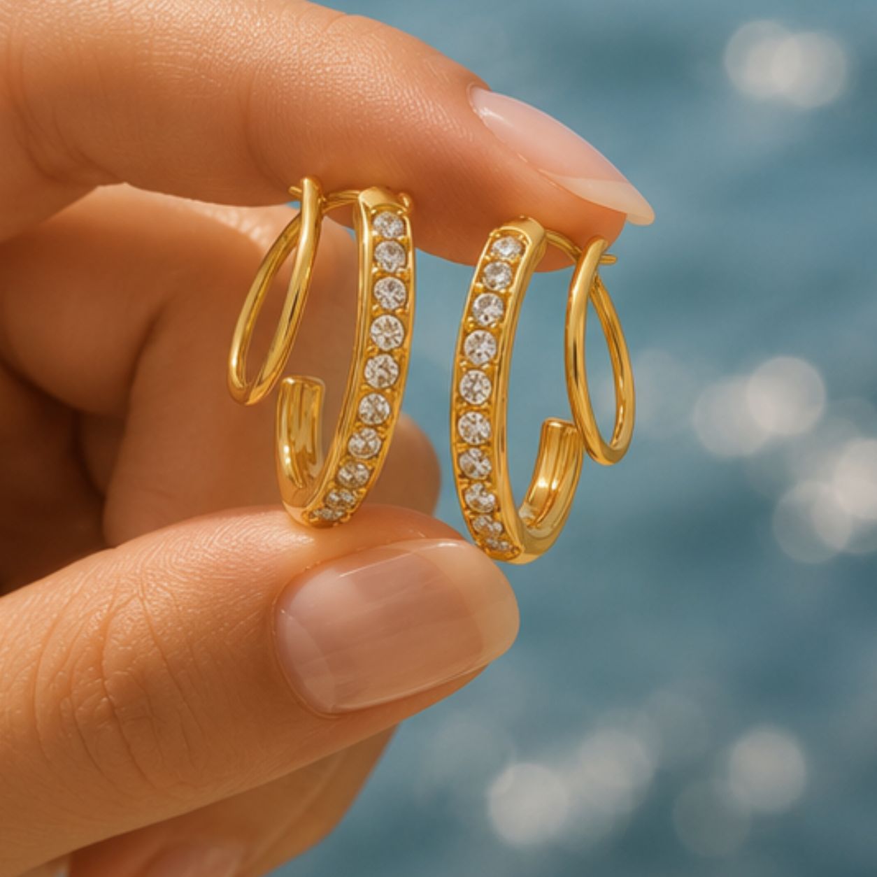 Arya Crystal Twin Hoops