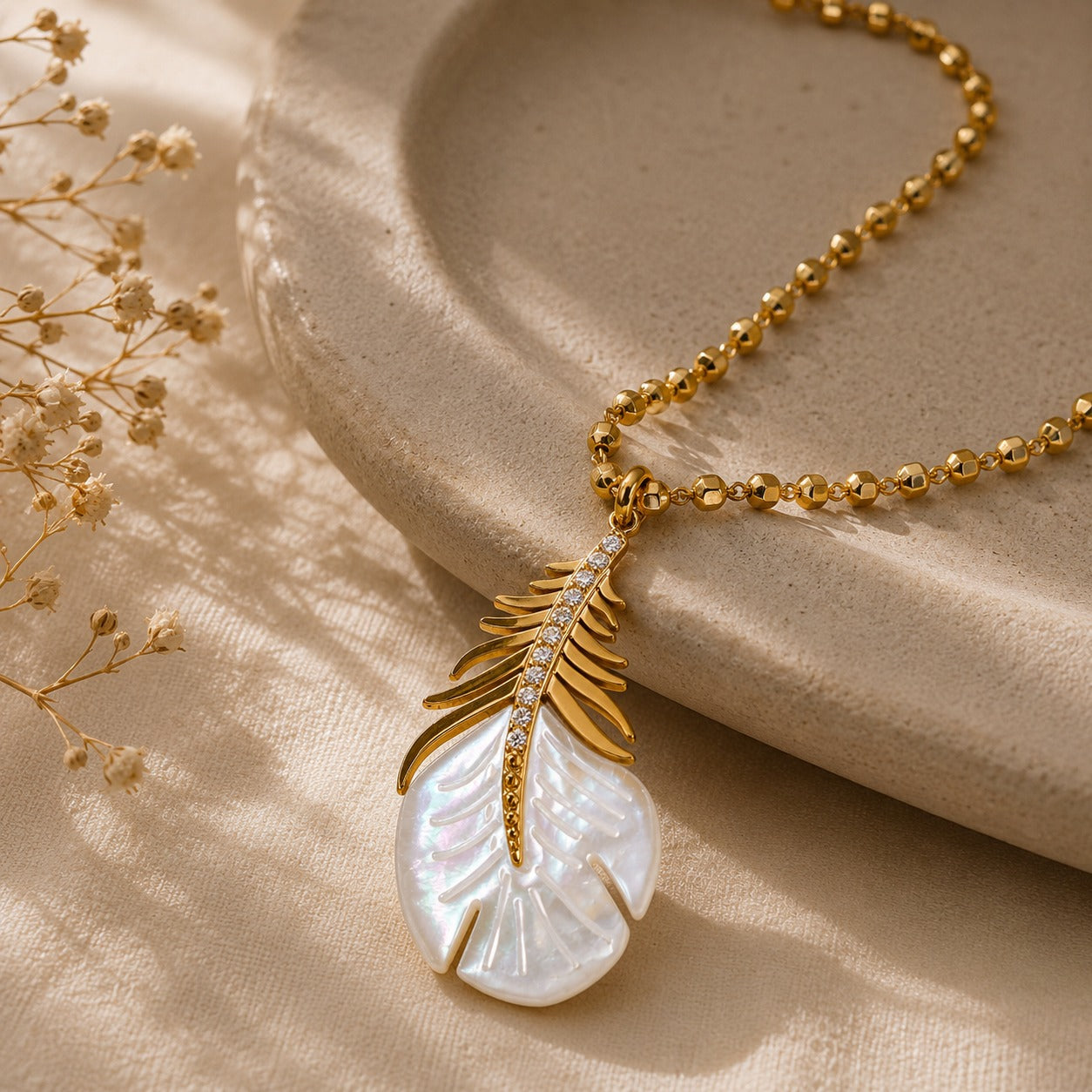 Amaira Feather Shell Necklace