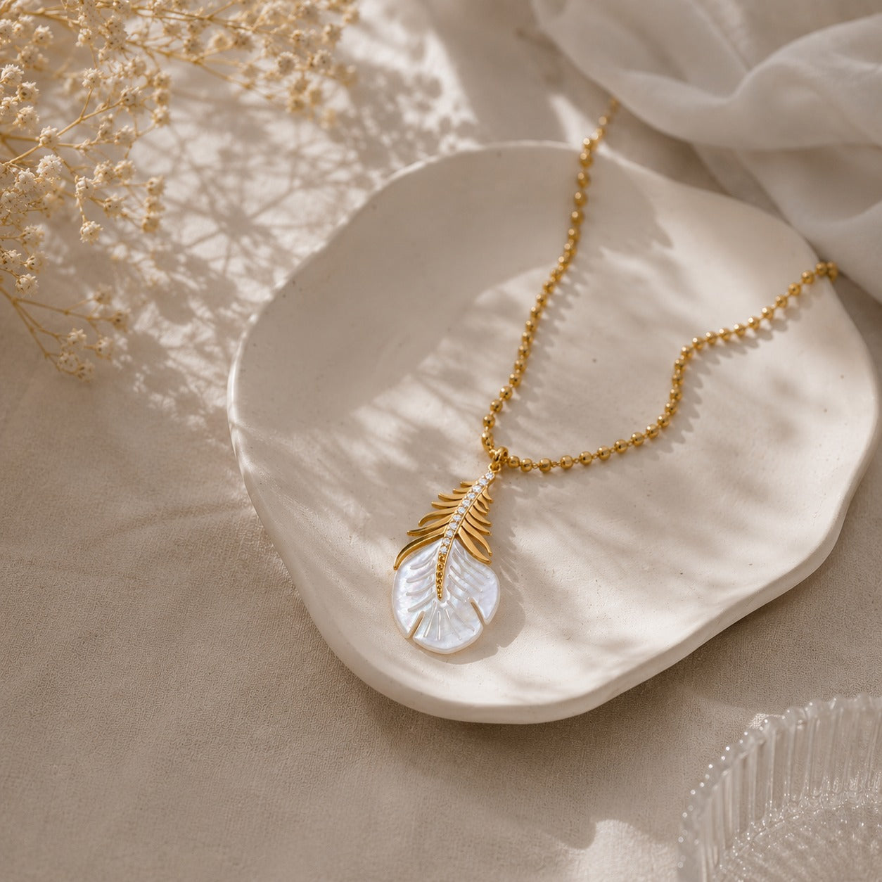 Amaira Feather Shell Necklace