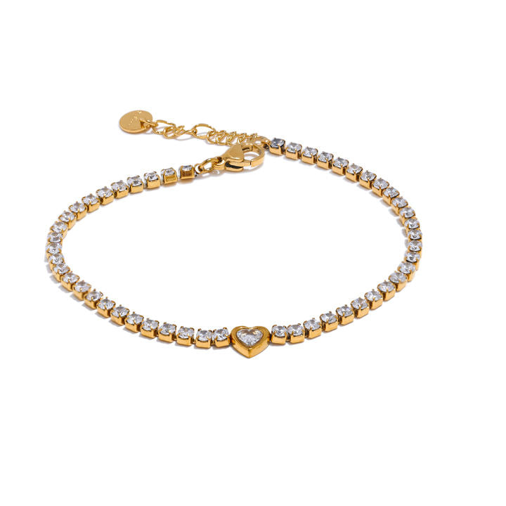 Aanya Heart Tennis Zircon Bracelet