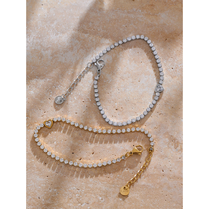 Aanya Heart Tennis Zircon Bracelet