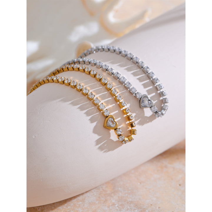 Aanya Heart Tennis Zircon Bracelet
