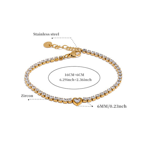 Aanya Heart Tennis Zircon Bracelet