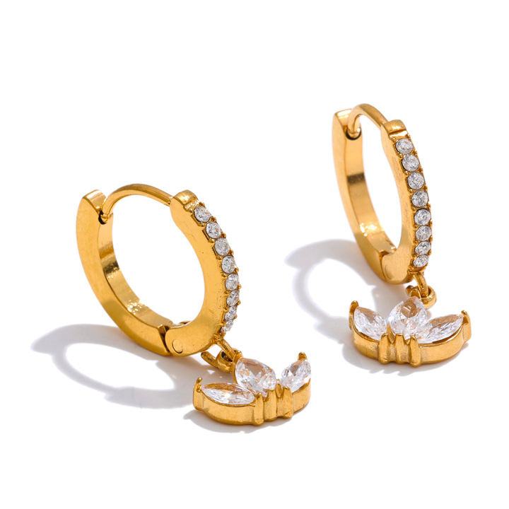 Aanya Lotus Charm Hoops