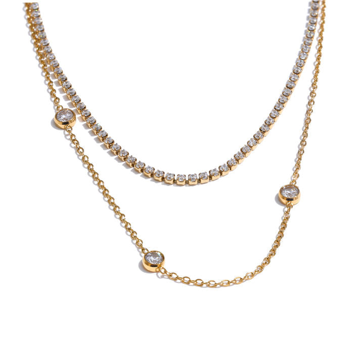 Aarzo Twin Layer Tennis Necklace