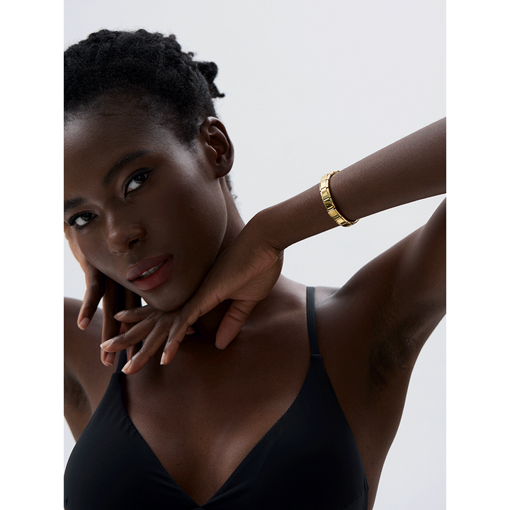 Arya Gold Block Stretch Bracelet