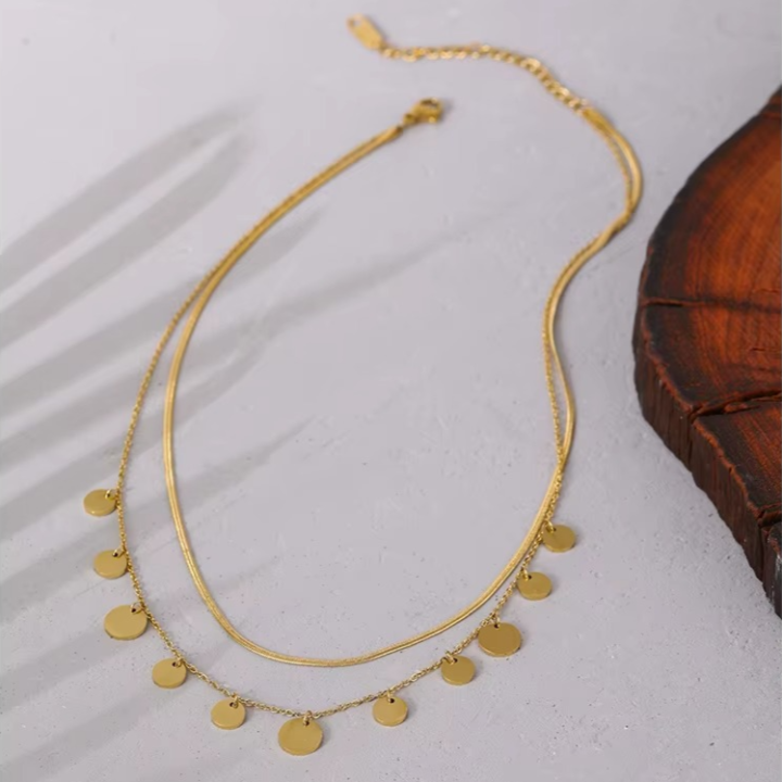 Diya Drop Disc Layered Necklace