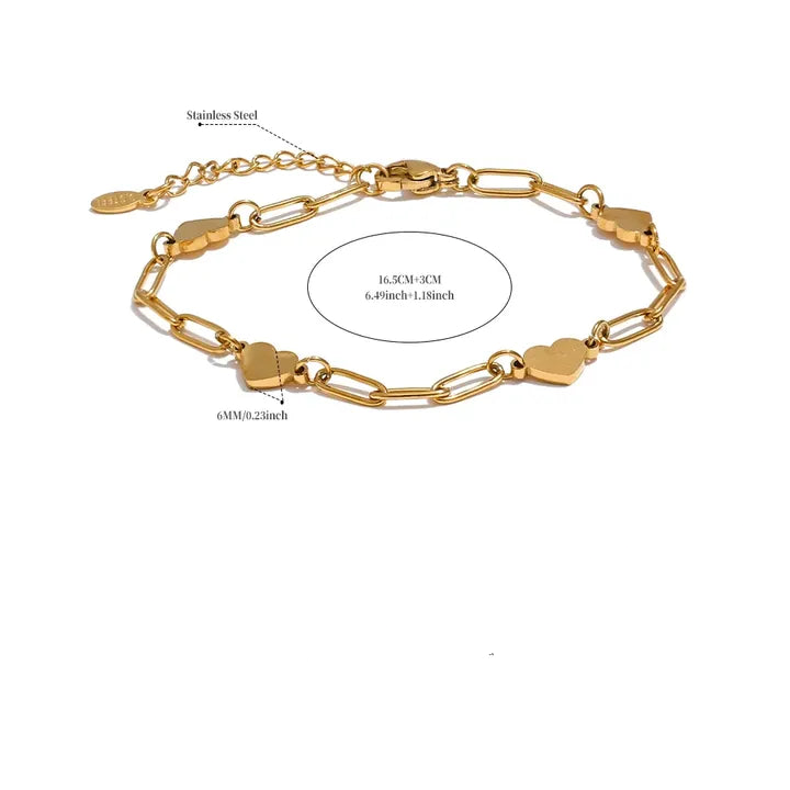 Diya Paperclip Heart Link Bracelet