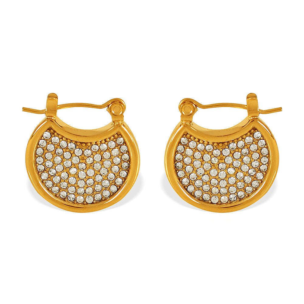 Diya Pave Crescent Hoops