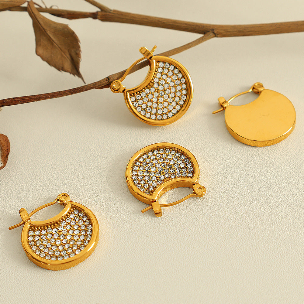 Diya Pave Crescent Hoops