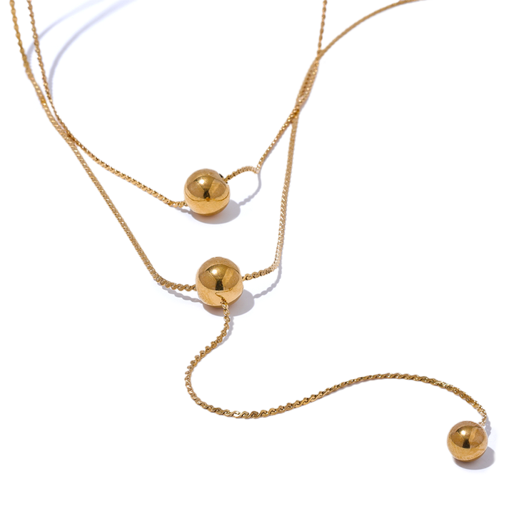 Diya Double Ball Drop Necklace