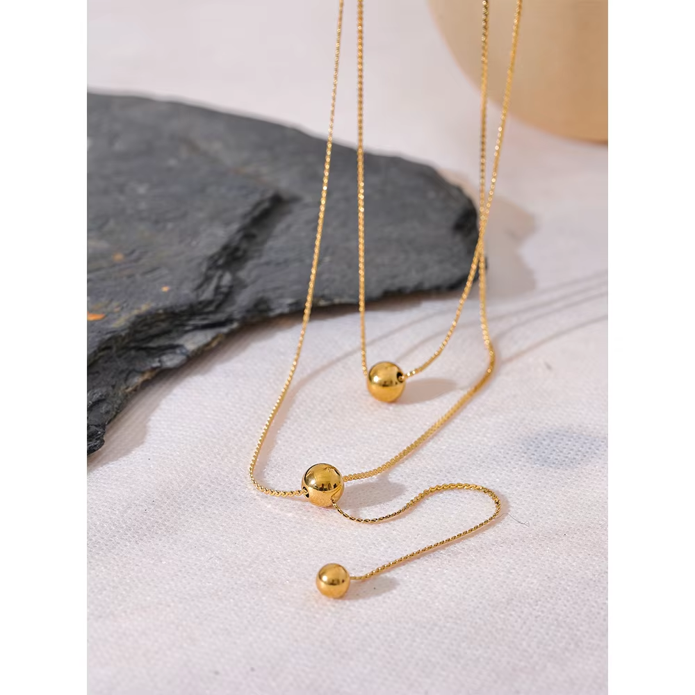 Diya Double Ball Drop Necklace