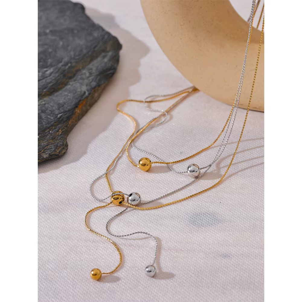 Diya Double Ball Drop Necklace