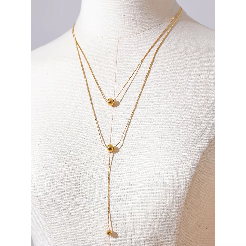 Diya Double Ball Drop Necklace