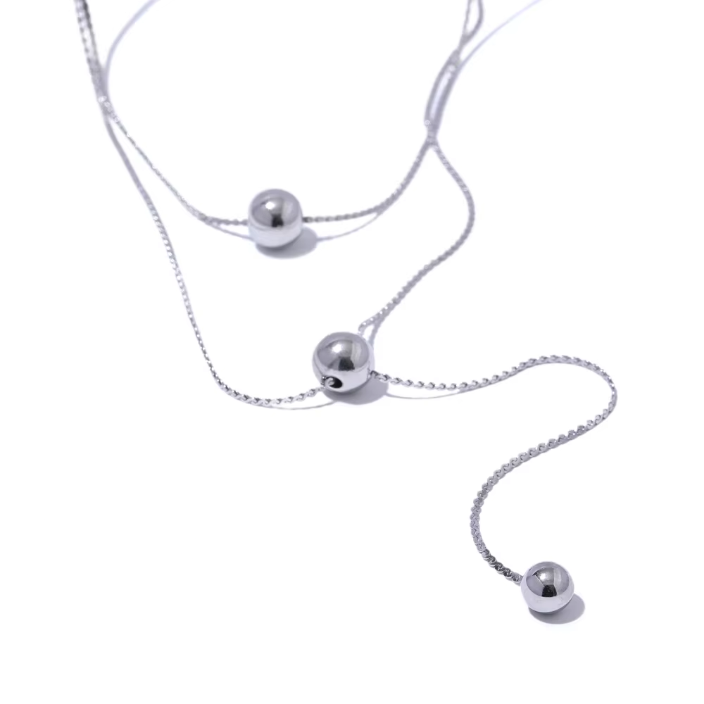 Diya Double Ball Drop Necklace