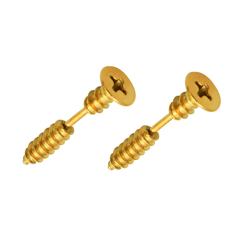 Edge Screw Stud Earrings