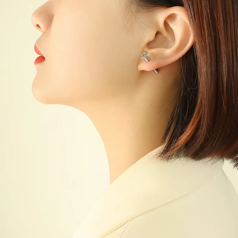 Edge Screw Stud Gold Earrings