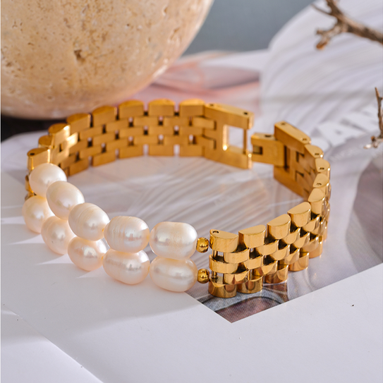 Eila Pearl Link Block Bracelet