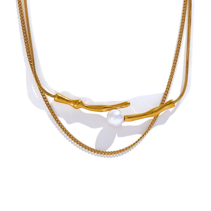 Eira Bamboo Pearl Necklace