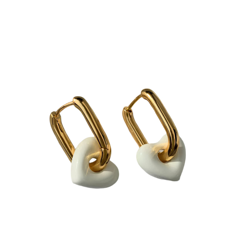 Elina Porcelain Heart Hoops
