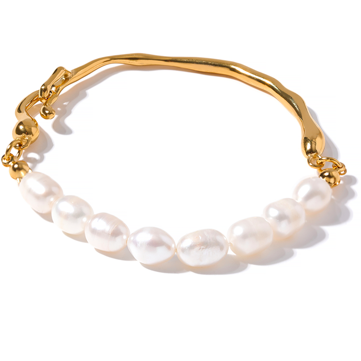 Elira Pearl Gold Curve Bracelet