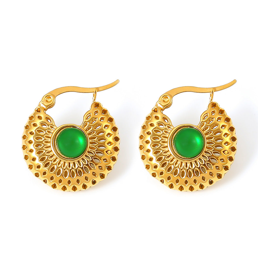 Emerald Bloom Hoop Earring