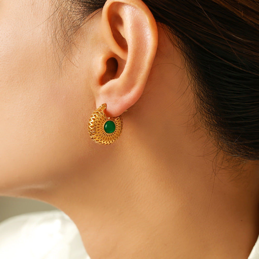 Emerald Bloom Hoop Earring