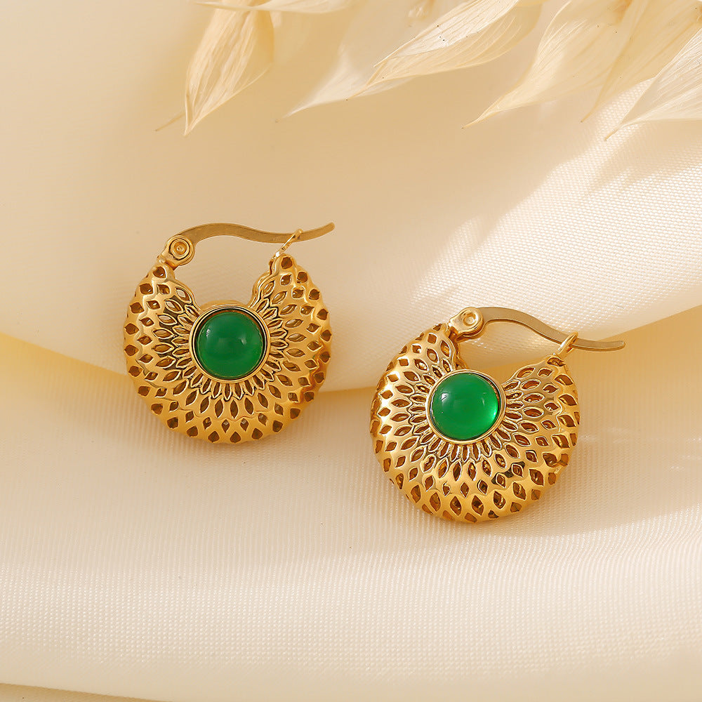 Emerald Bloom Hoop Earring