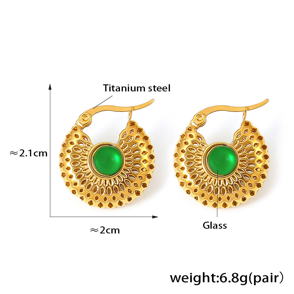 Emerald Bloom Hoop Earring