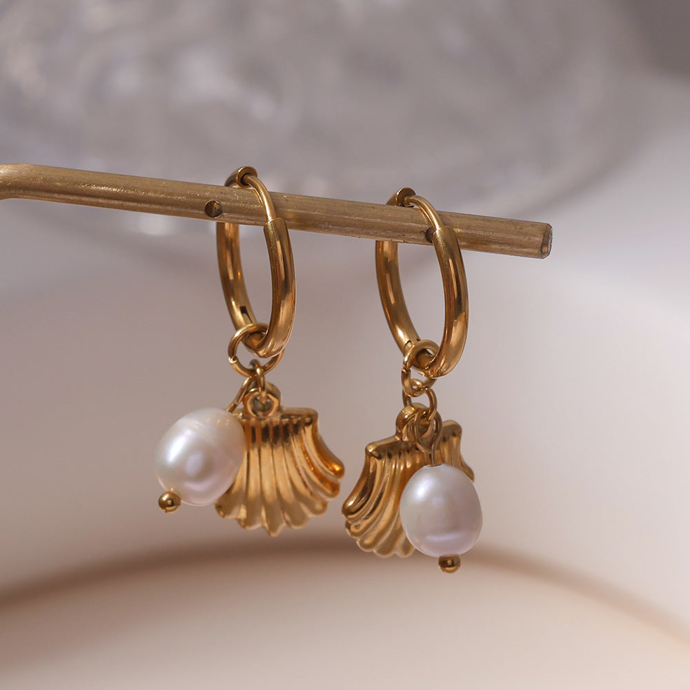 Ila Pearl Shell Hoops