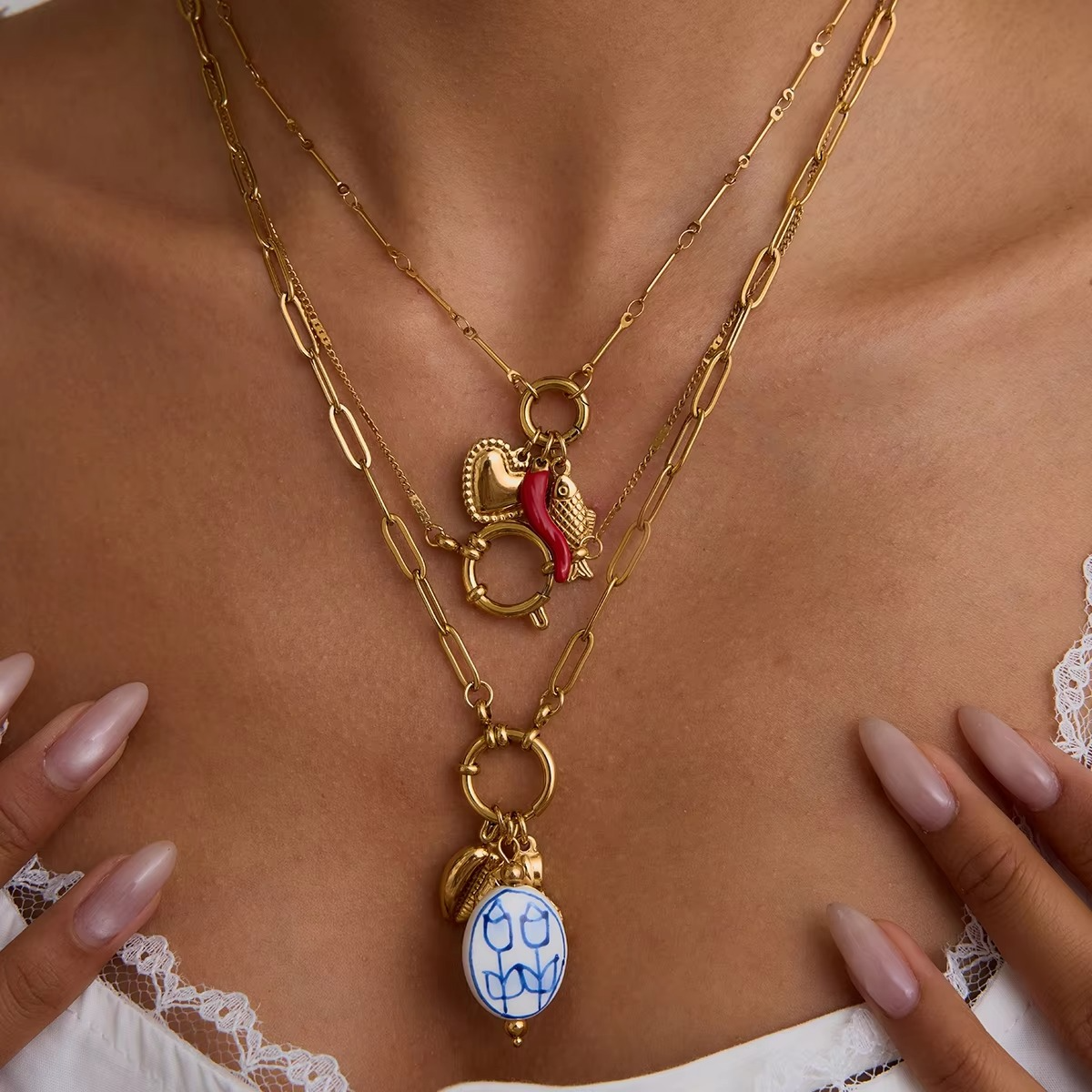 Indie Ceramic Charm Necklace