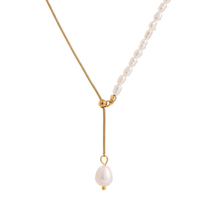 Indira Half Pearl Strand Necklace