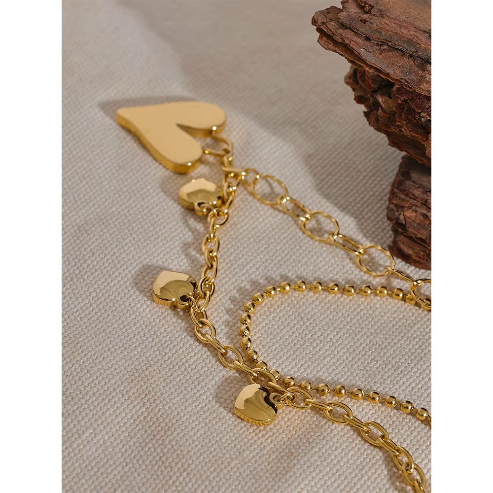 Ira Layered Heart Charm Necklace