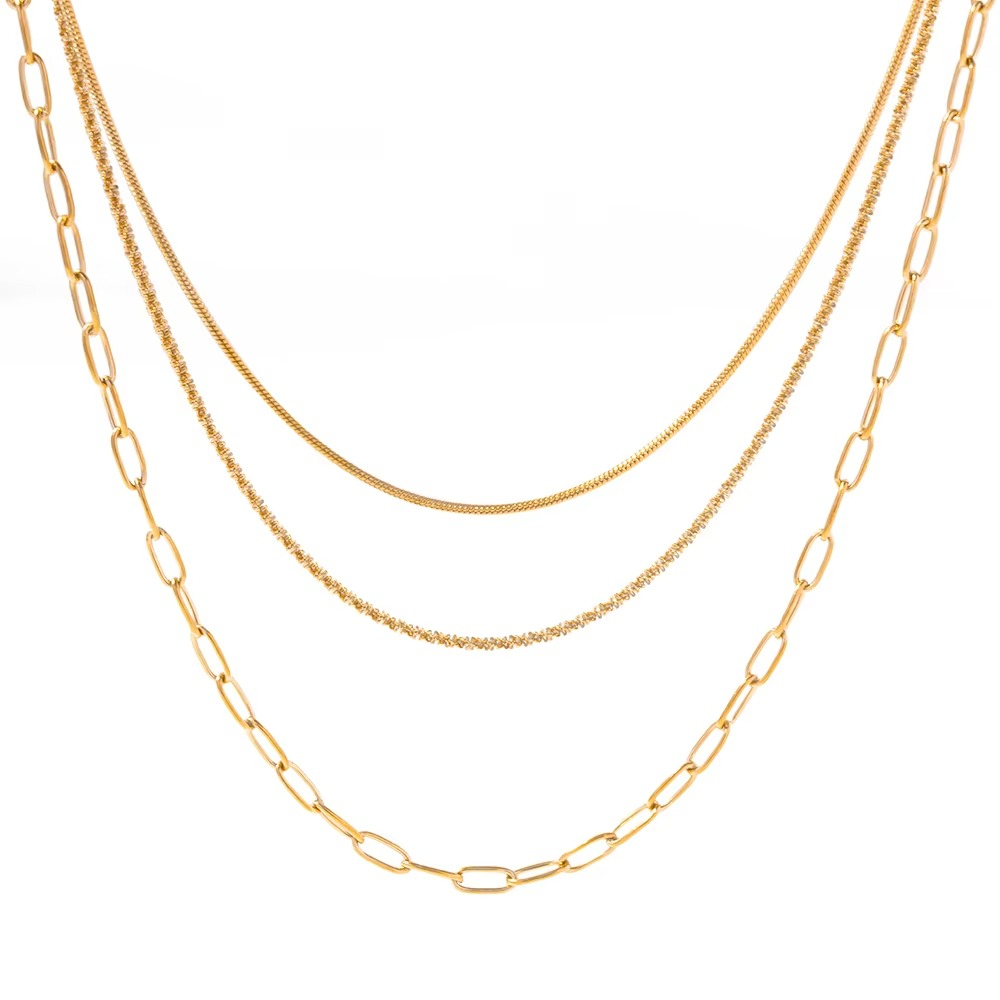 Ira Triple Layered Paperclip Necklace