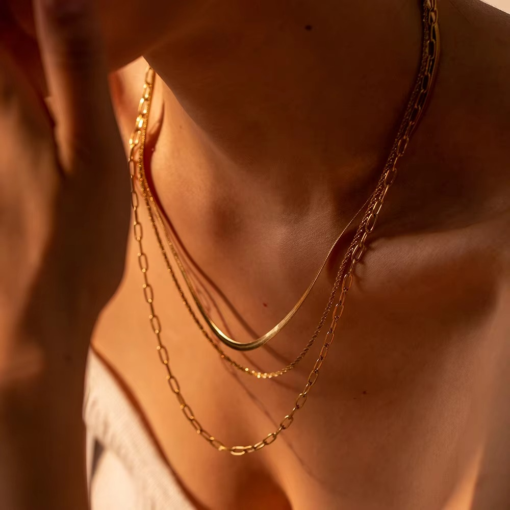 Ira Triple Layered Paperclip Necklace