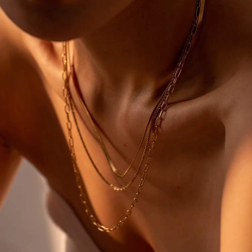 Ira Triple Layered Paperclip Necklace