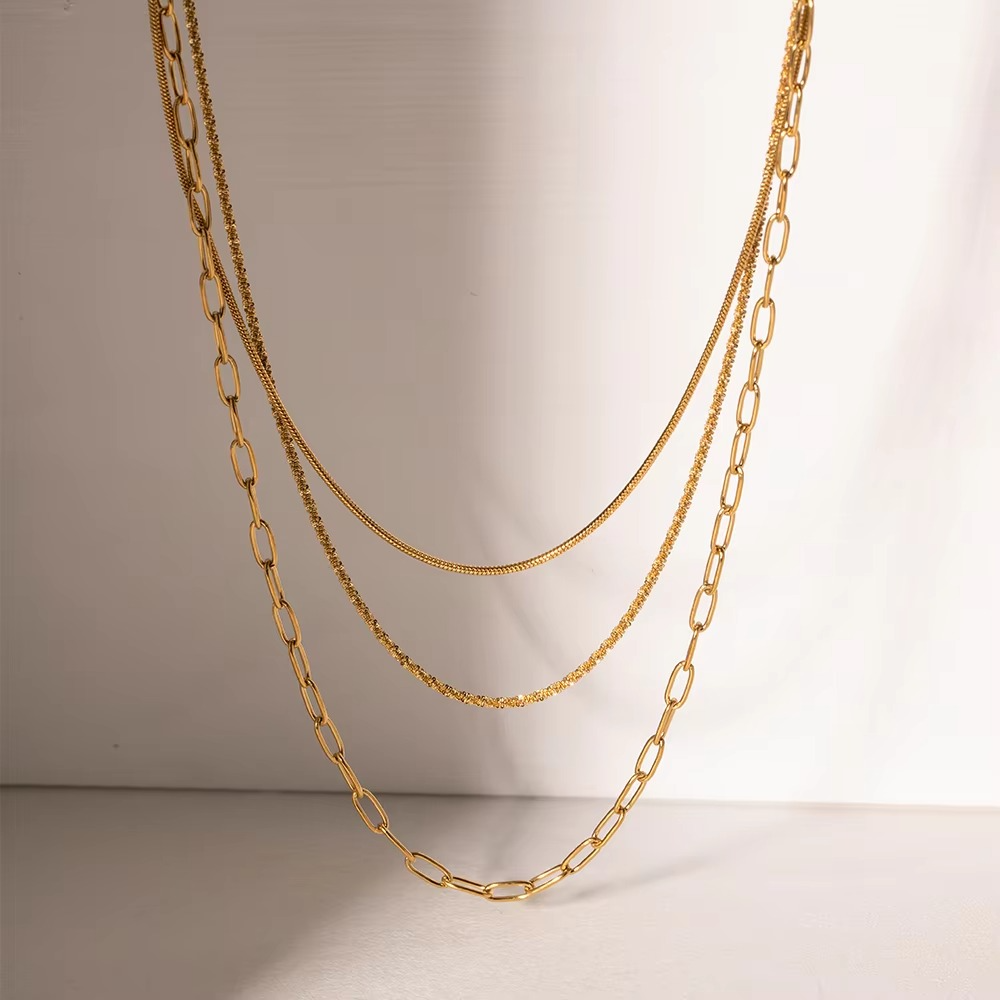 Ira Triple Layered Paperclip Necklace
