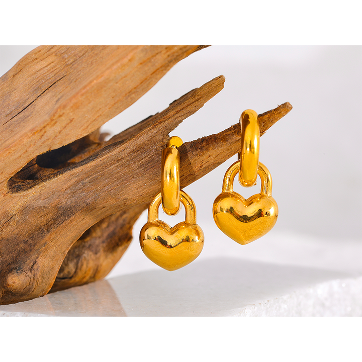 Ishita Bold Heart Lock Hoops