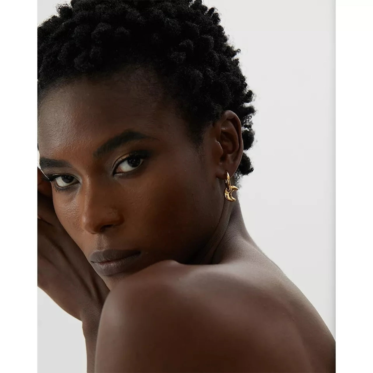 Luna Crescent Charm Hoops