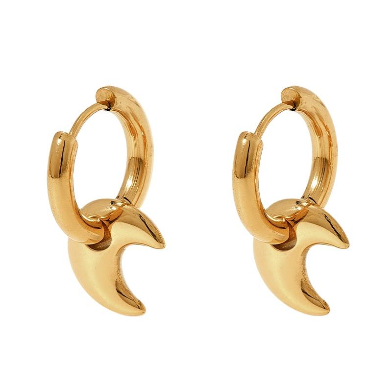 Luna Crescent Charm Hoops