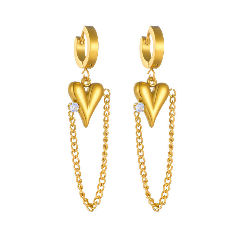 Meher Chain Heart Earrings