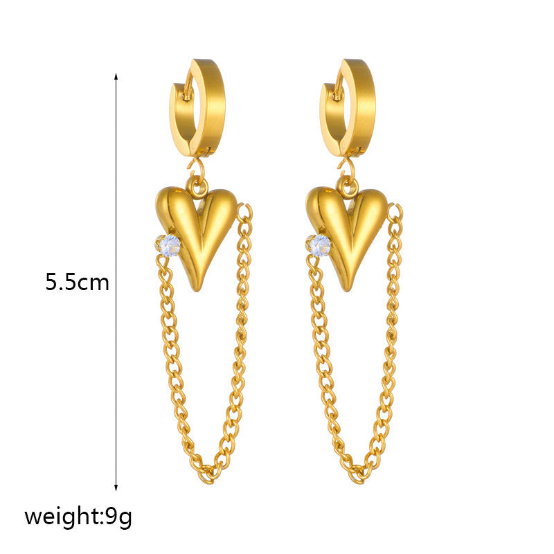 Meher Chain Heart Earrings