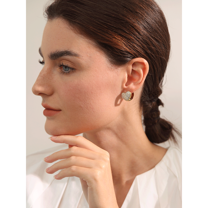 Meher Crystal Heart Studs