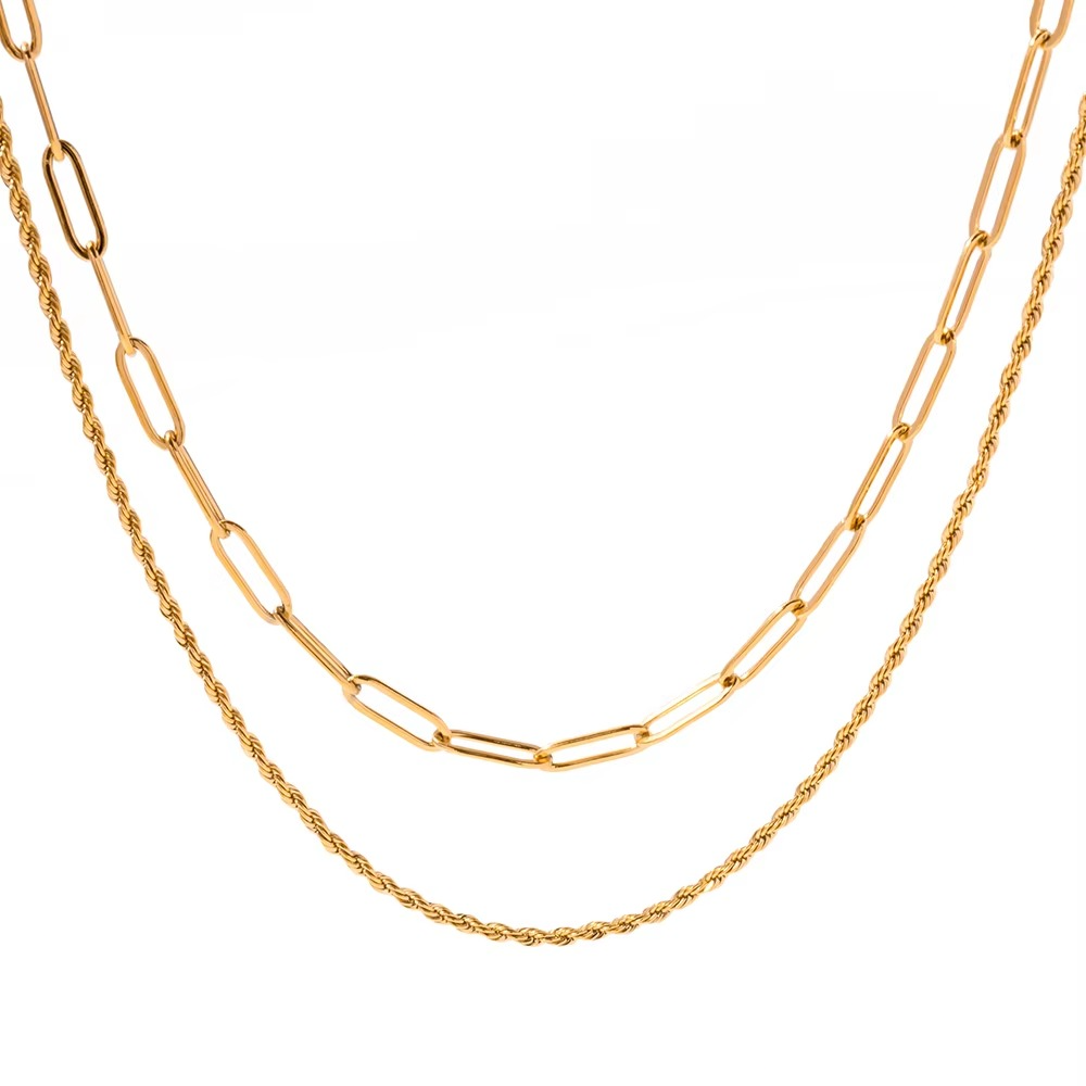 Mira Double Layer Link Necklace