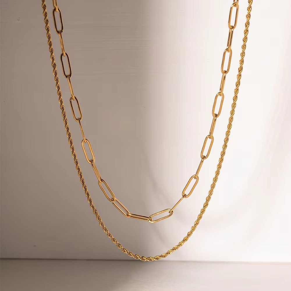 Mira Double Layer Link Necklace